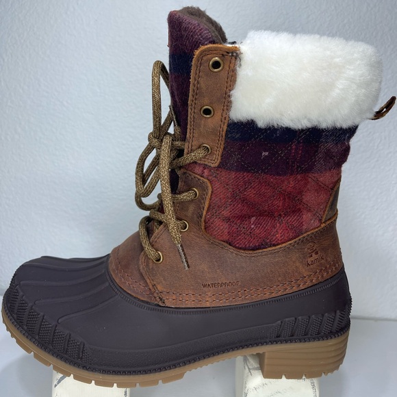 Kamik Sienna 2 Women's Waterproof Cuff Plaid Wool Winter Snow Boots Size 8 - Picture 9 of 15